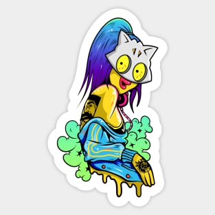 Cool cat lady illustration figure illustration Sticker